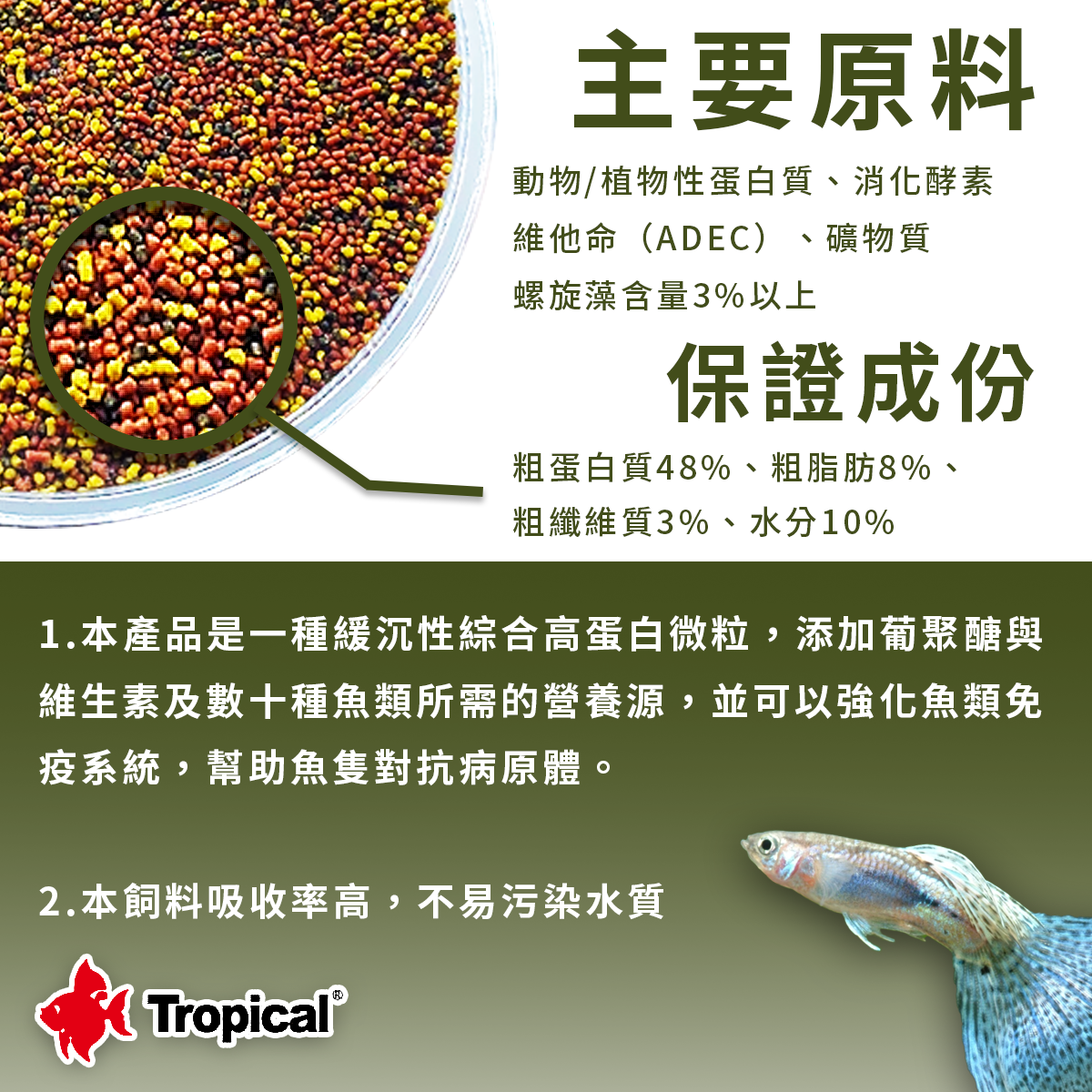 Tropical 強效免疫力孔雀.燈科.小型魚飼料/飼料