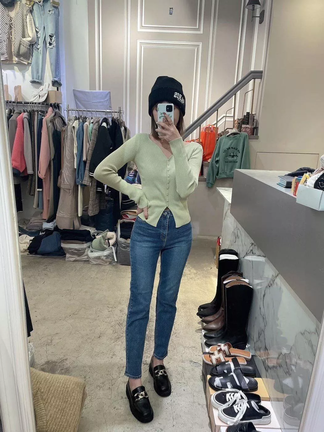 耐看刷色小直筒褲