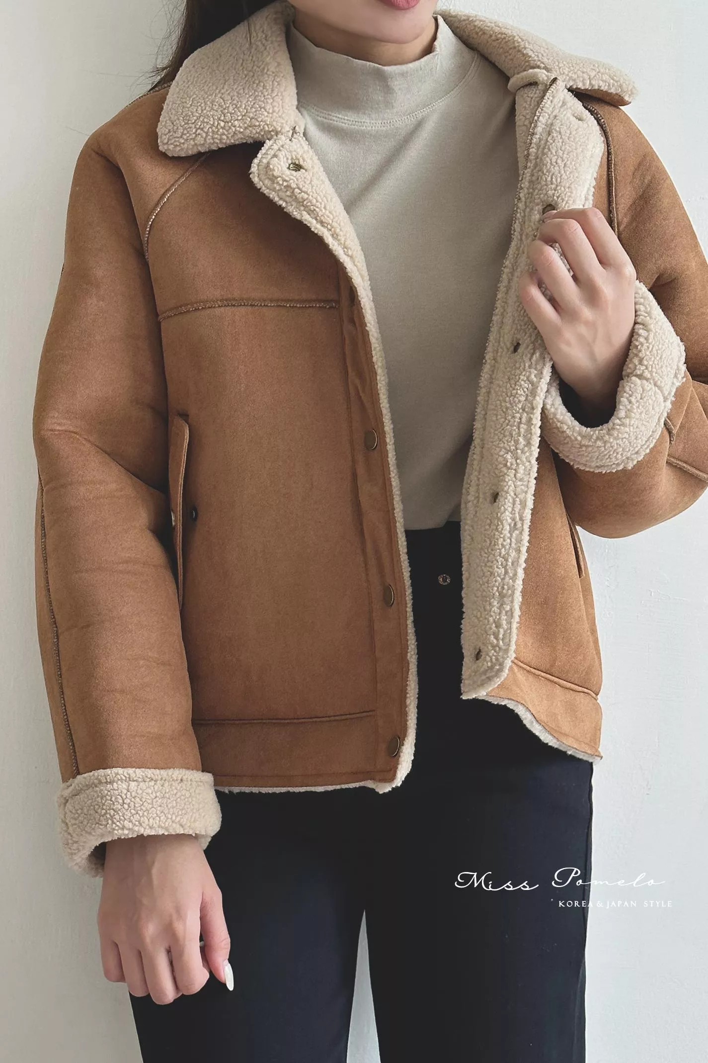 絕版孤品｜麂皮仿羊羔絨機車外套。美式高品質復古時髦保暖短外套