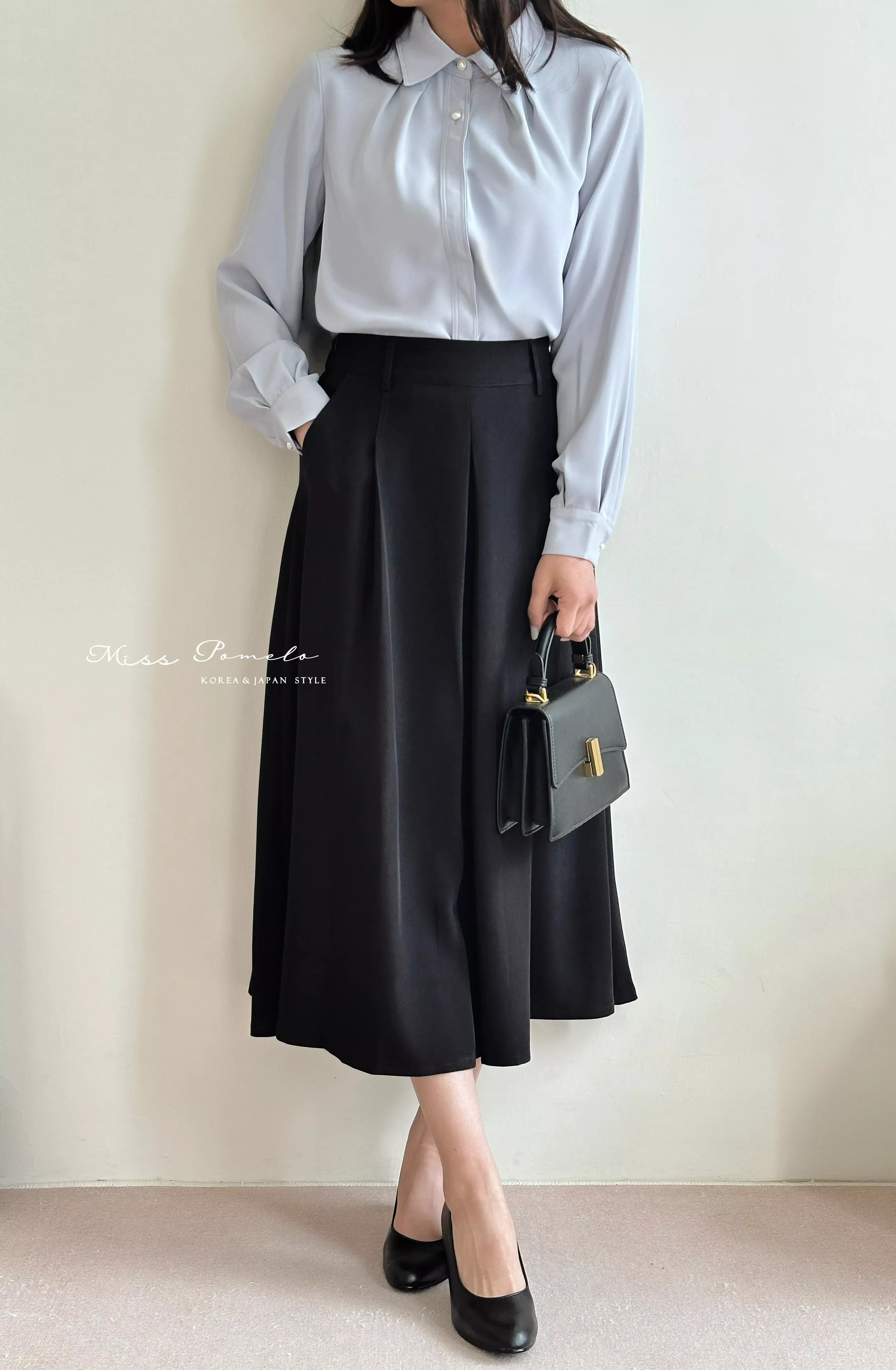 絕版孤品✨寬百褶A字裙｜真的好顯瘦！法式簡約後鬆緊腰壓摺大擺傘裙