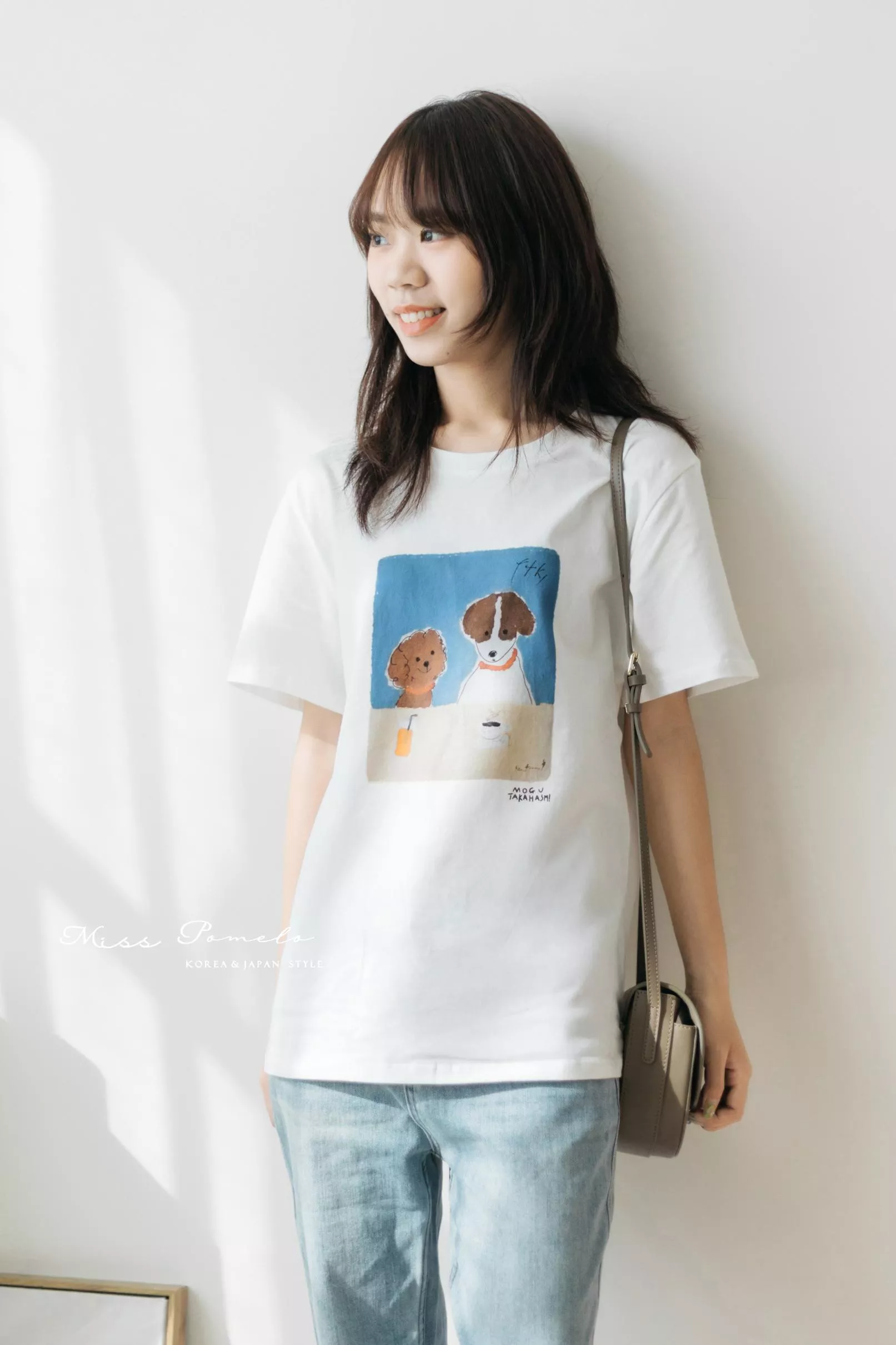 短袖T恤｜Daily Smile。小狗勾插畫印花短袖Tee