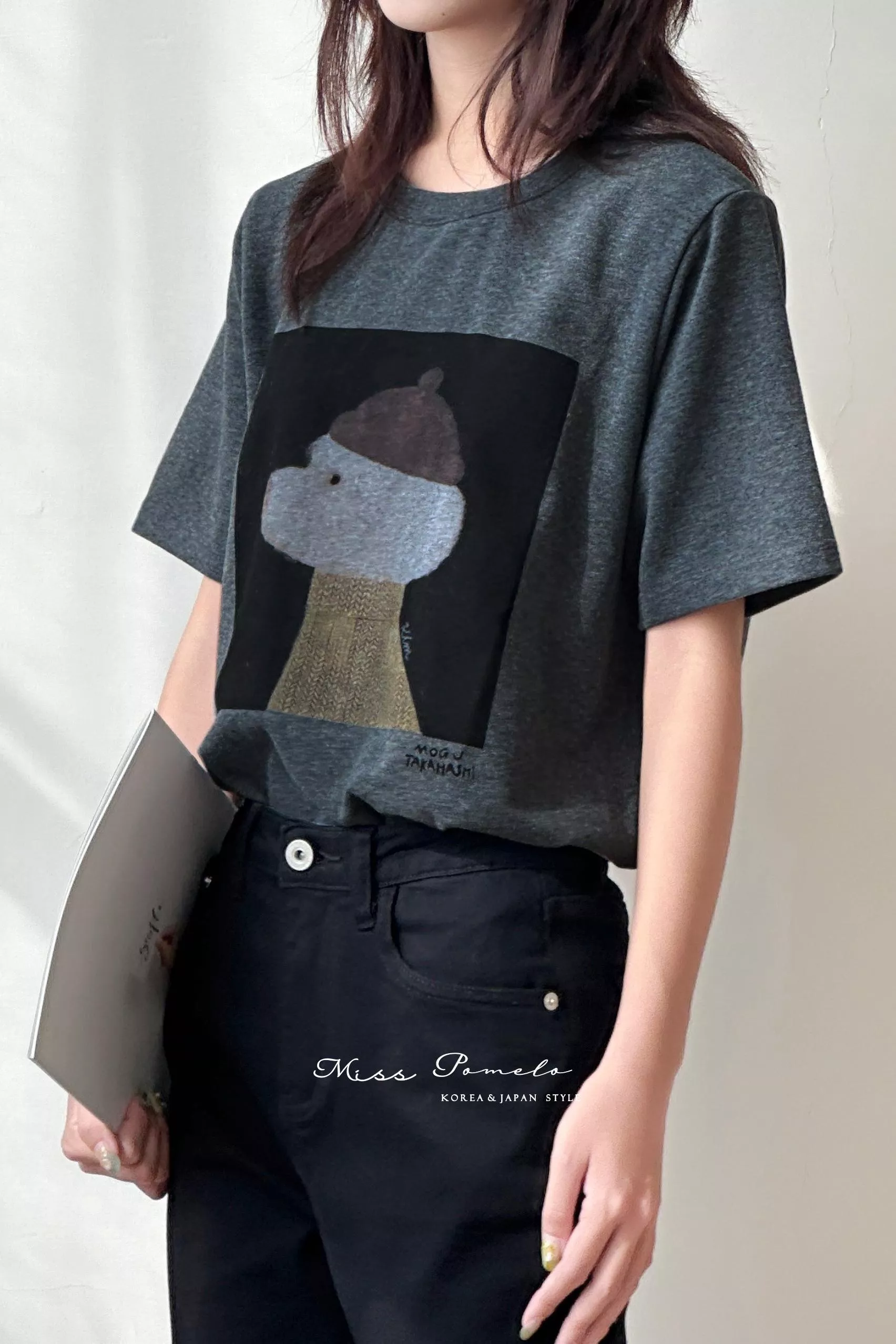 短袖T恤｜Little dog in Knit。小狗勾插畫印花磨毛棉短袖Tee