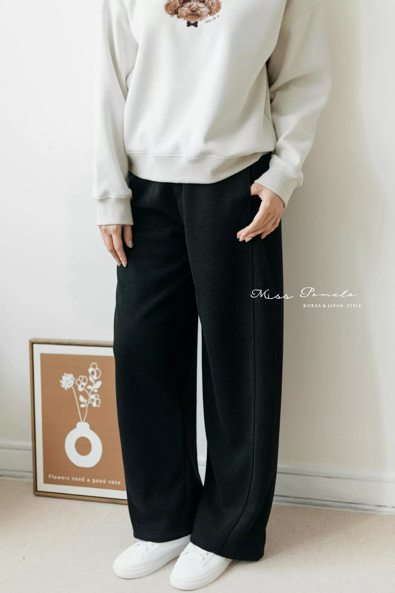 醋酸羊毛香蕉褲｜好穿又顯瘦！鬆緊腰口袋休閒褲寬褲。闊腿褲。落地褲（深石墨灰）