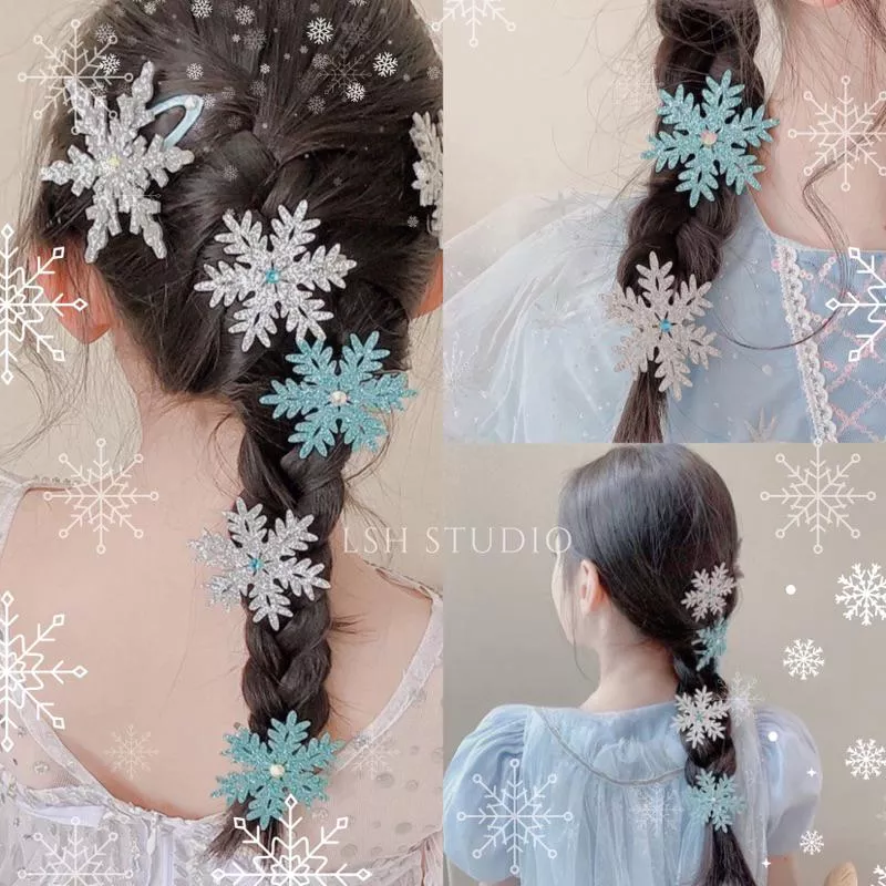 ❄️❆𝙇𝙨𝙝 𝙋𝙧𝙞𝙣𝙘𝙚𝙨𝙨 ❆女童雪花髮夾現公主髮夾  女童藍色雪花髮夾 迪士尼公主髮夾 韓版歐尼髮夾 艾莎髮夾