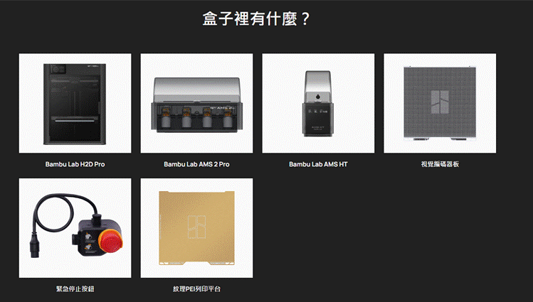 拓竹 Bambu Lab H2D Pro 內容物
