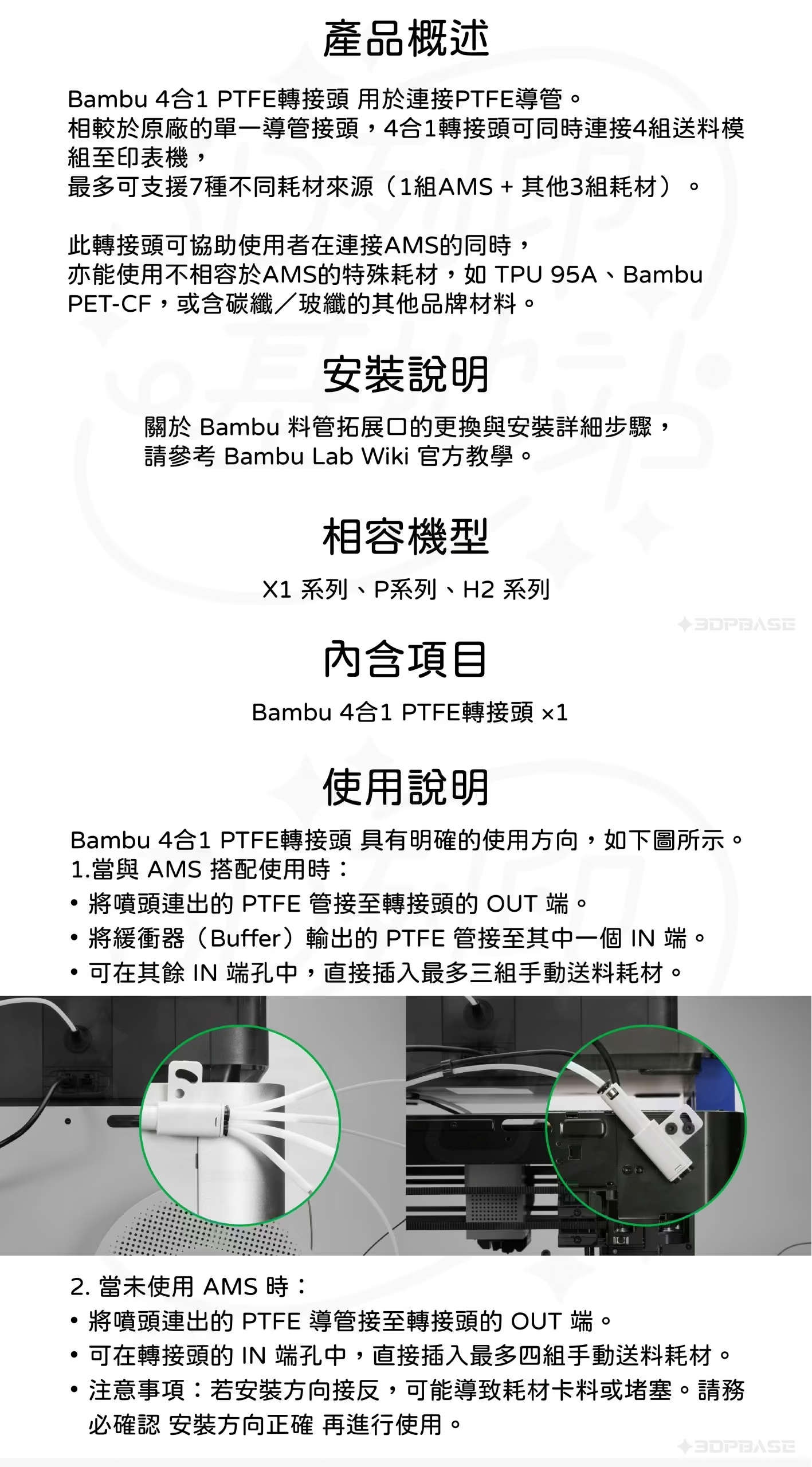 拓竹 Bambu P1/P2/X1/H2 料管拓展口 介紹