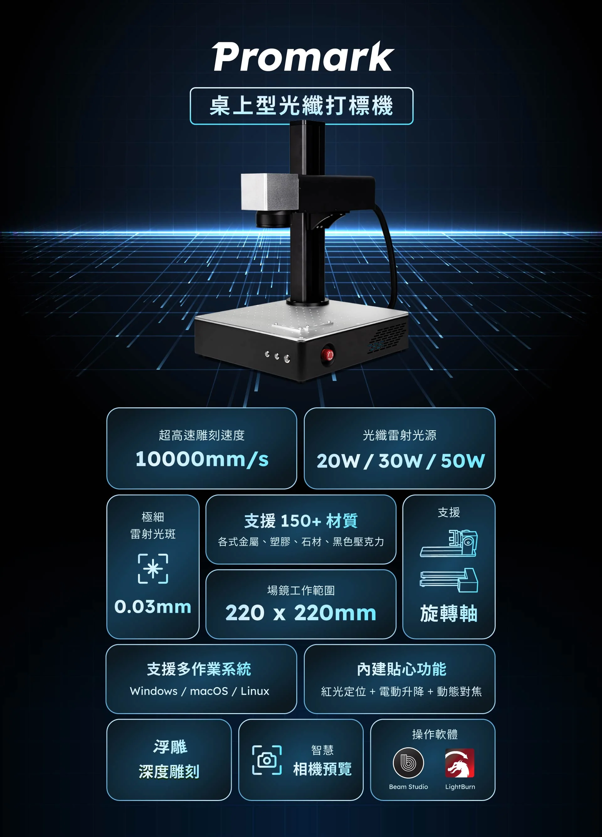 FLUX Promark 桌上型光纖打標機 介紹