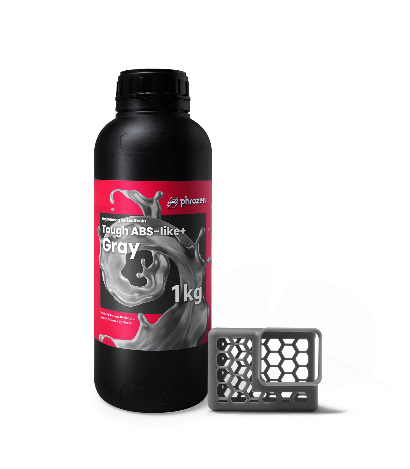 Phrozen ABS+ Like 韌性樹脂 灰色 1kg 與列印零件