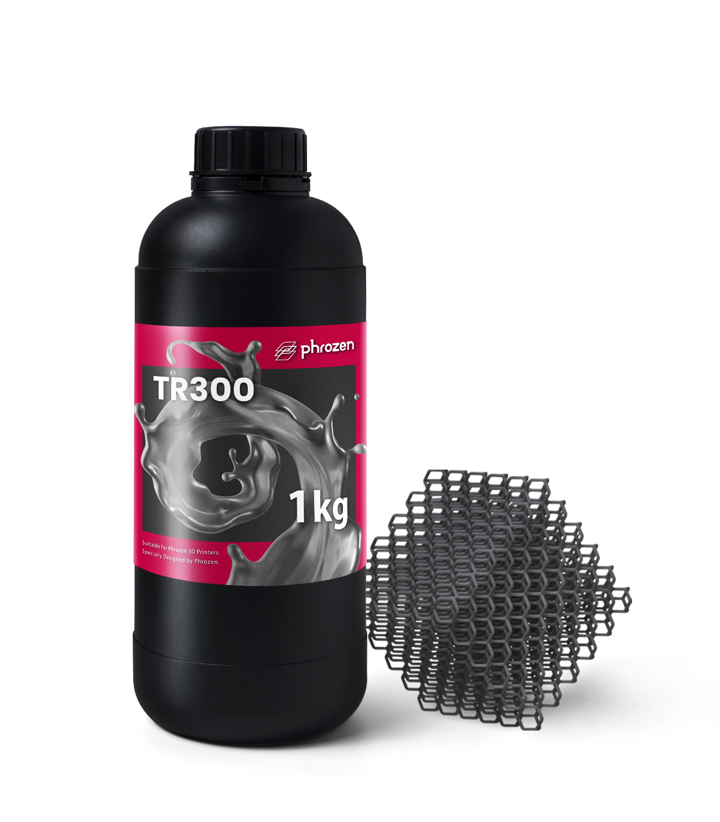 Phrozen TR300 耐高溫樹脂 灰色 1kg 與列印零件