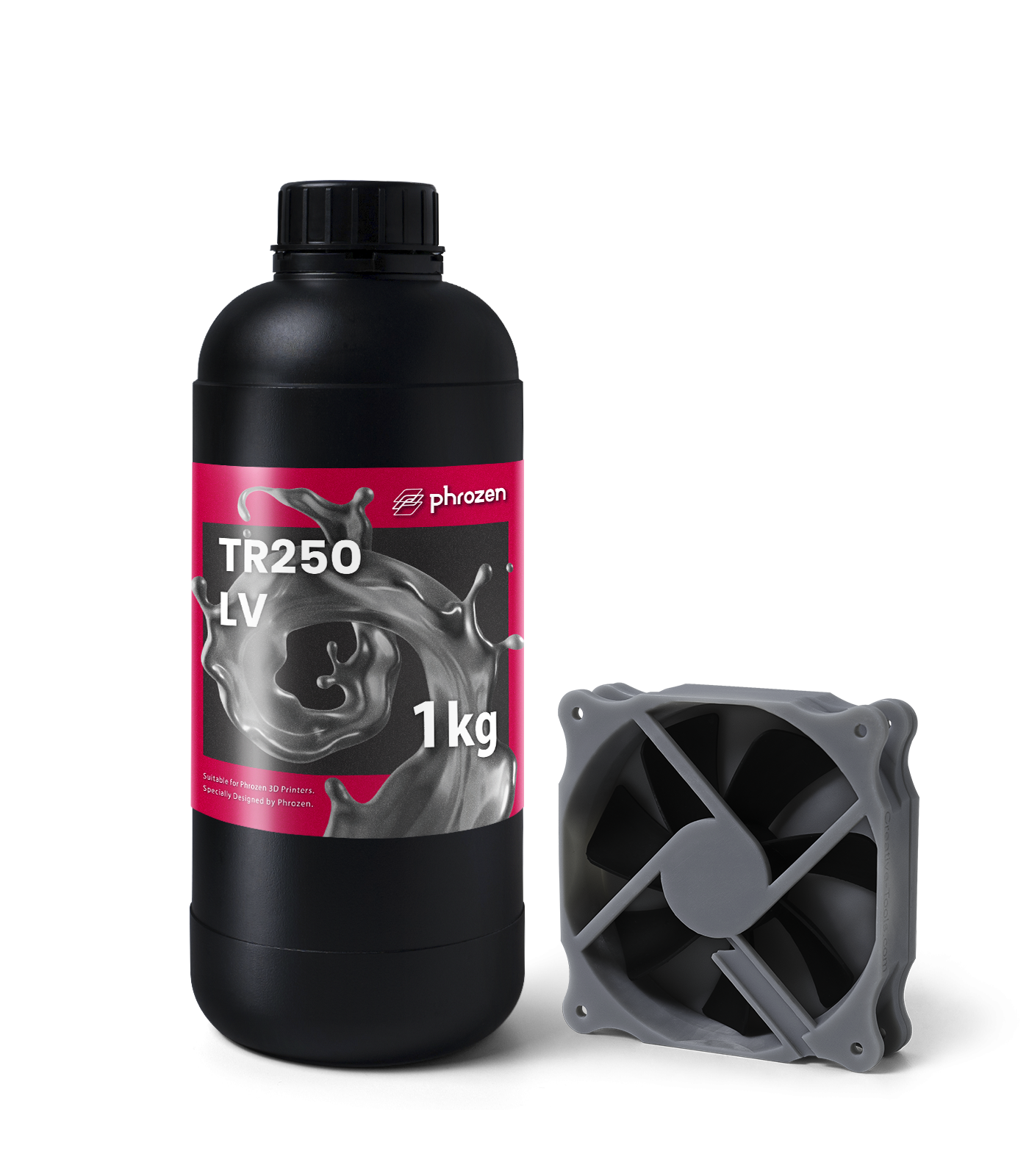 Phrozen TR250LV 耐高溫樹脂 灰色 1kg 與列印零件