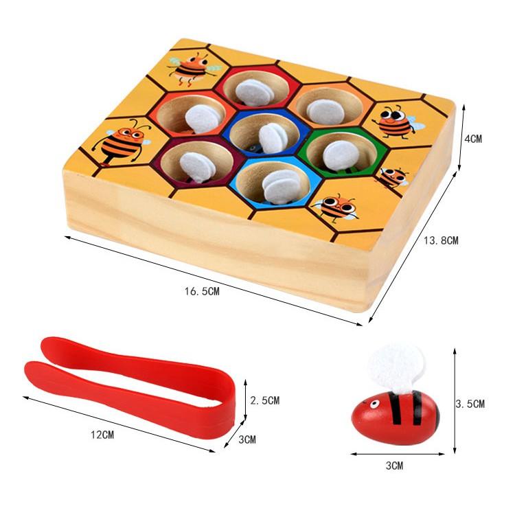 木製蜂箱遊戲 蒙特梭利鍛煉手眼協調動手能力 夾蜜蜂 顏色認知 木箱遊戲 7168