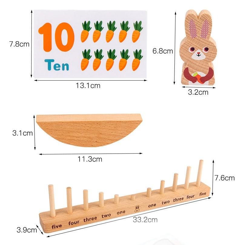 木製兔子平衡算數架 天平遊戲 加法練習玩具 翹翹板 套圈圈 積木 兒童益智教具 A076