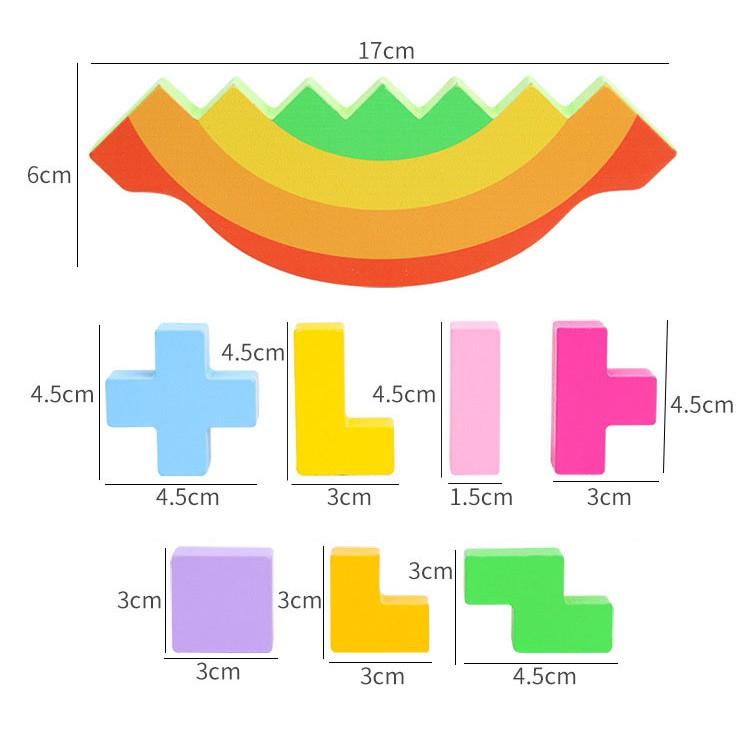 木製俄羅斯方塊彩虹搖擺平衡疊疊樂 俄羅斯方塊 疊疊樂 積木 桌遊 拼圖 益智玩具 教具 9024