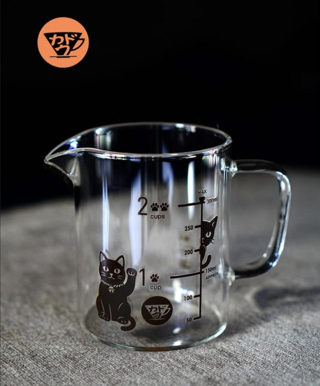 KADOU 療癒系 變色招財貓 咖啡壺 量杯式耐熱玻璃刻度下壺 限量版 350cc