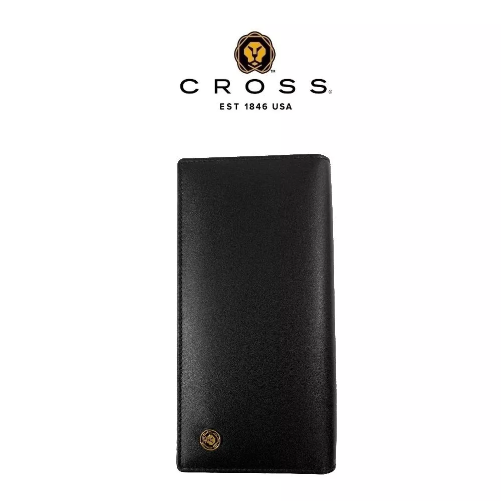 【CROSS】頂級NAPPA小牛皮素面22卡1零錢袋長夾 (黑色)