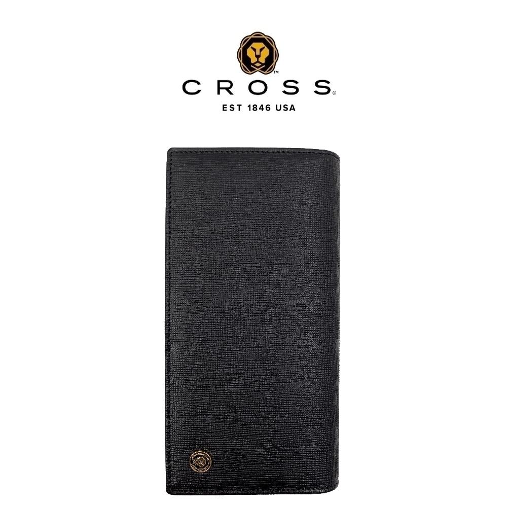 【CROSS】限量1折 頂級NAPPA小牛十字紋面22卡1零錢袋長夾 全新專櫃展示品 (黑色)