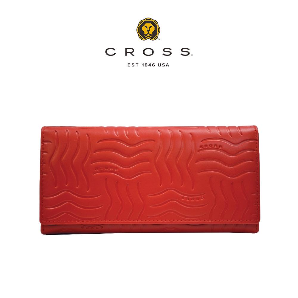 【CROSS】限量1折 頂級NAPPA小牛皮鈕扣長夾 第一夫人系列 全新專櫃展示品(紅色)