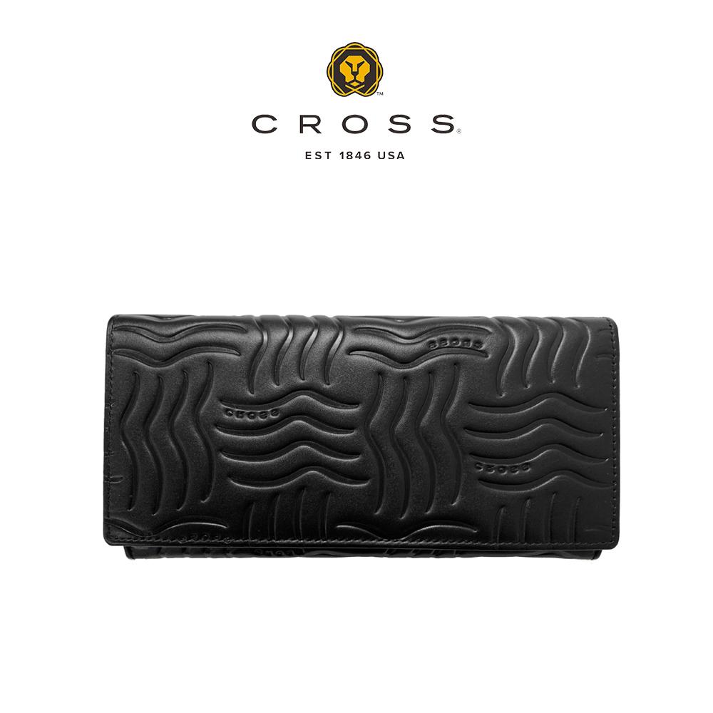 【CROSS】限量1折 頂級NAPPA小牛皮鈕扣長夾 第一夫人系列 全新專櫃展示品 (黑色)