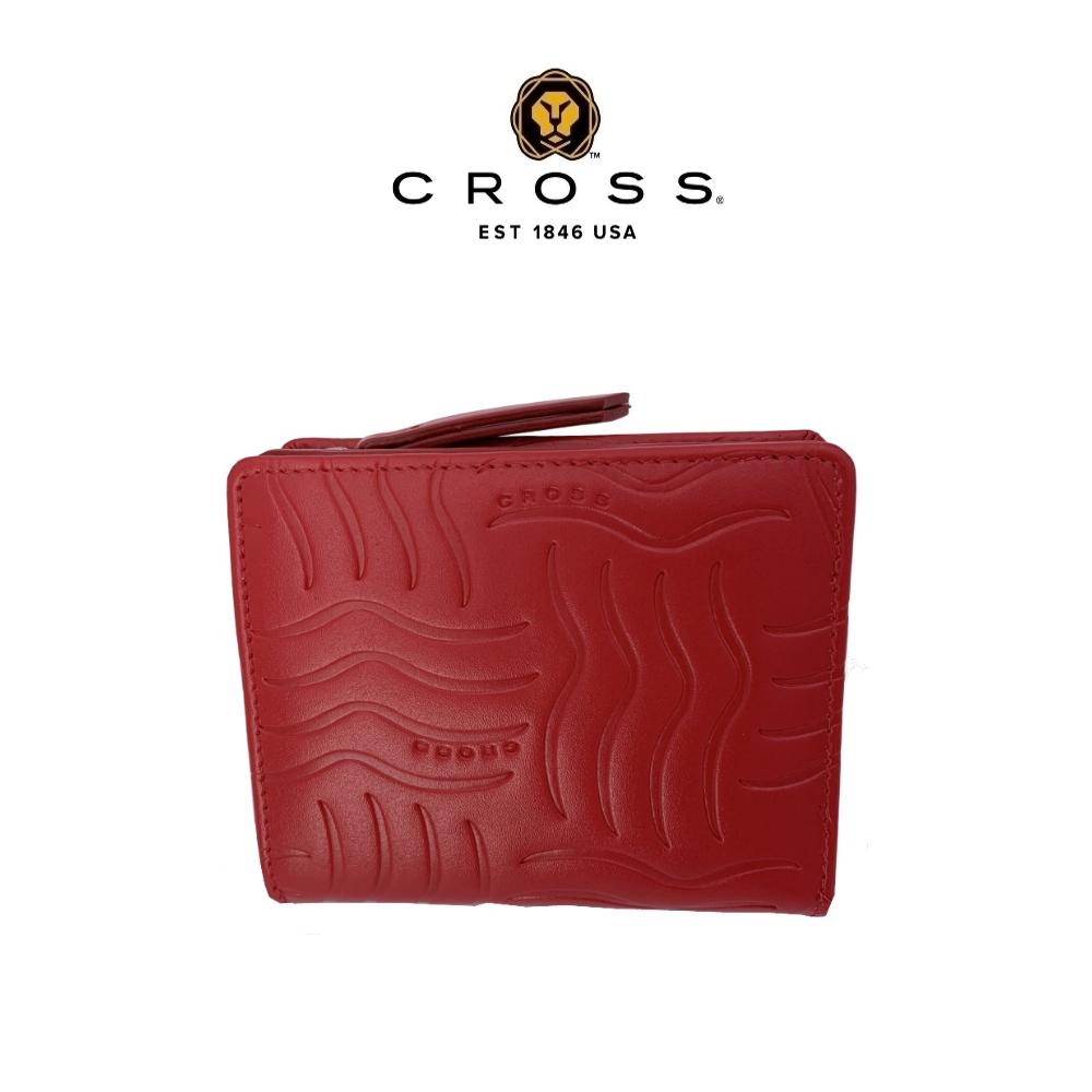 【CROSS】限量2折 頂級NAPPA小牛皮鈕扣短夾 第一夫人系列 全新專櫃展示品 (紅色)