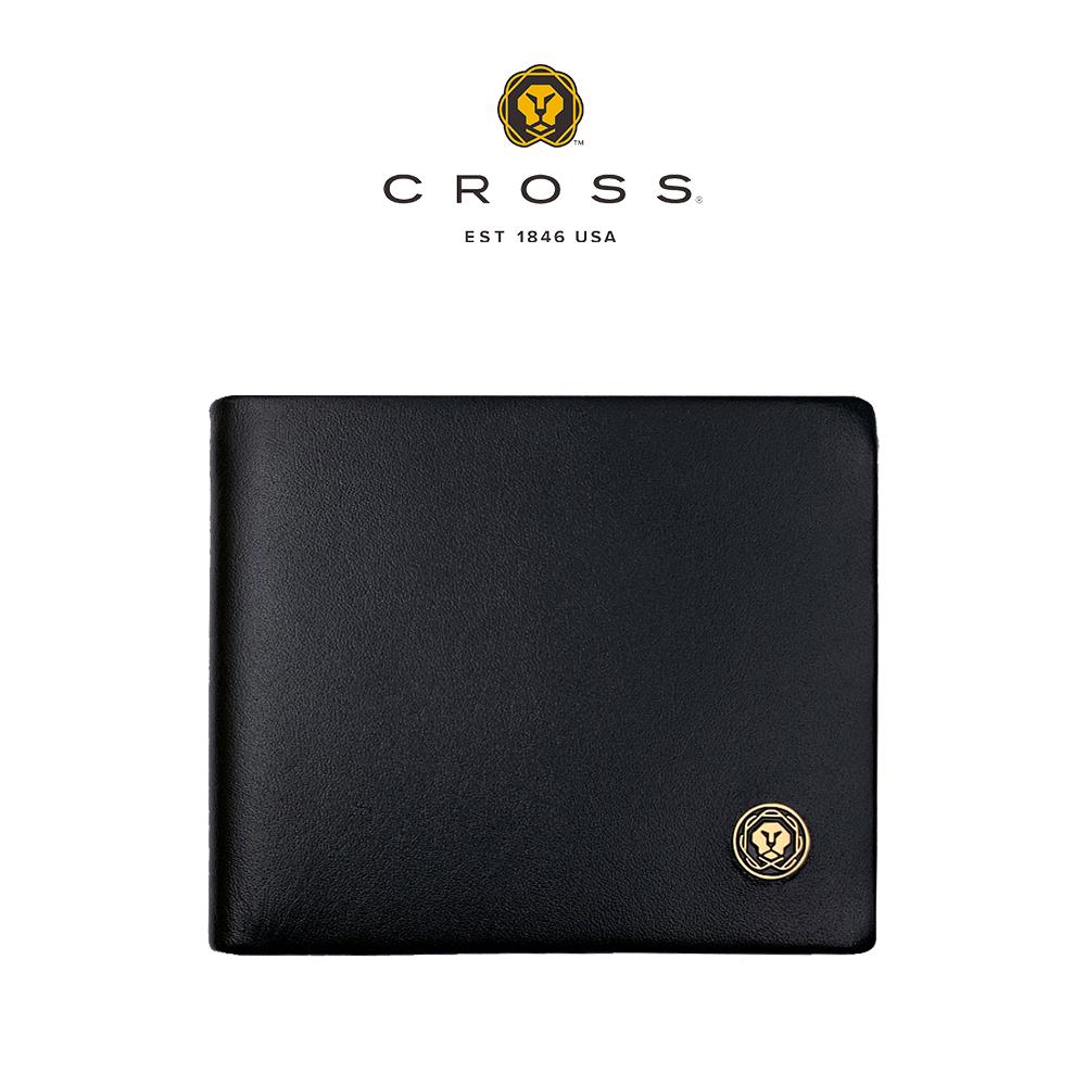 【CROSS】限量2折 義大利頂級小牛皮8卡1背卡短夾 洛非諾系列 全新專櫃展示品(黑色 贈原廠送禮提袋)