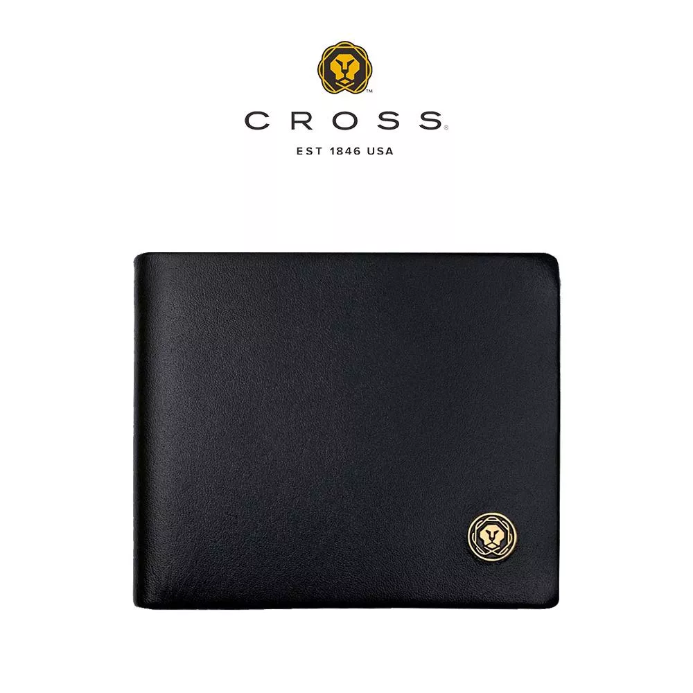 【CROSS】義大利頂級小牛皮8卡1背卡短夾 洛非諾系列 (黑色)