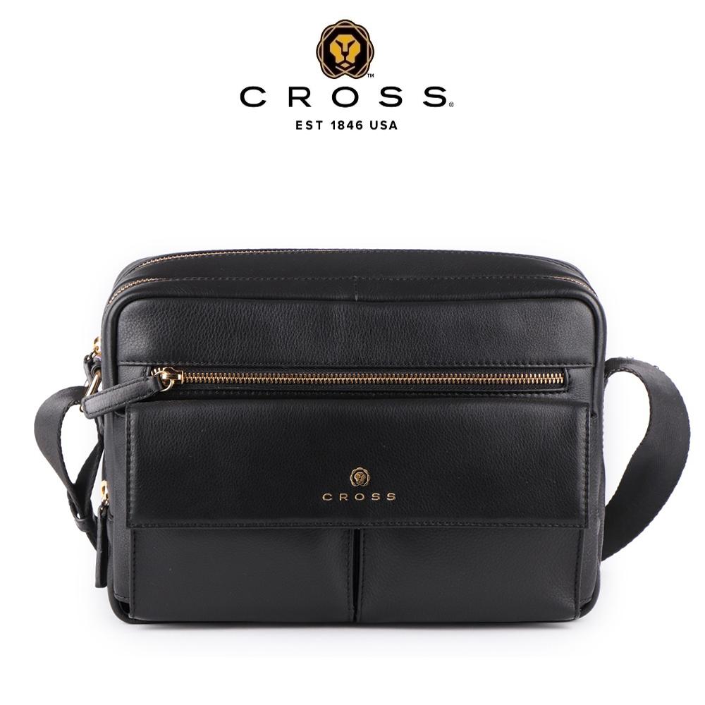 【CROSS】限量1折 頂級NAPPA小牛皮斜背包 維克多系列 全新專櫃展示品(黑色)