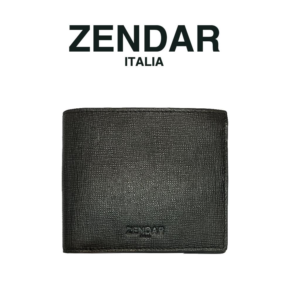 【ZENDAR】限量2折 頂級NAPPA小牛皮防刮十字紋8卡皮夾 但丁系列 全新專櫃展示品 (黑色)