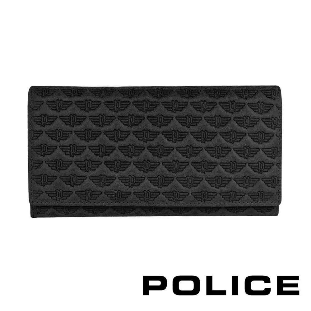 【POLICE】限量1折 義大利潮牌 頂級小牛皮鈕扣翻蓋長夾 全新專櫃展示品 (艾爾頓系列)