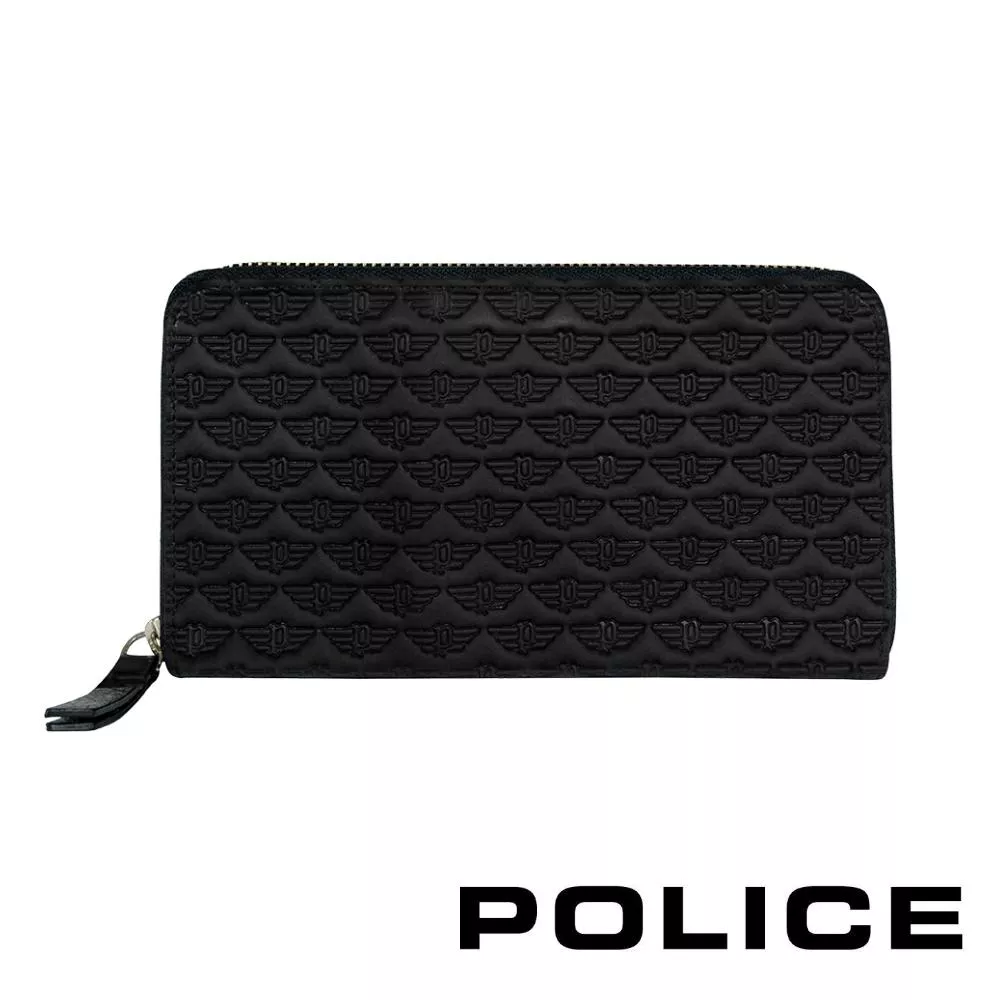 【POLICE】限量1折 義大利潮牌 頂級小牛皮拉鍊長夾 全新專櫃展示品 (艾爾頓系列)