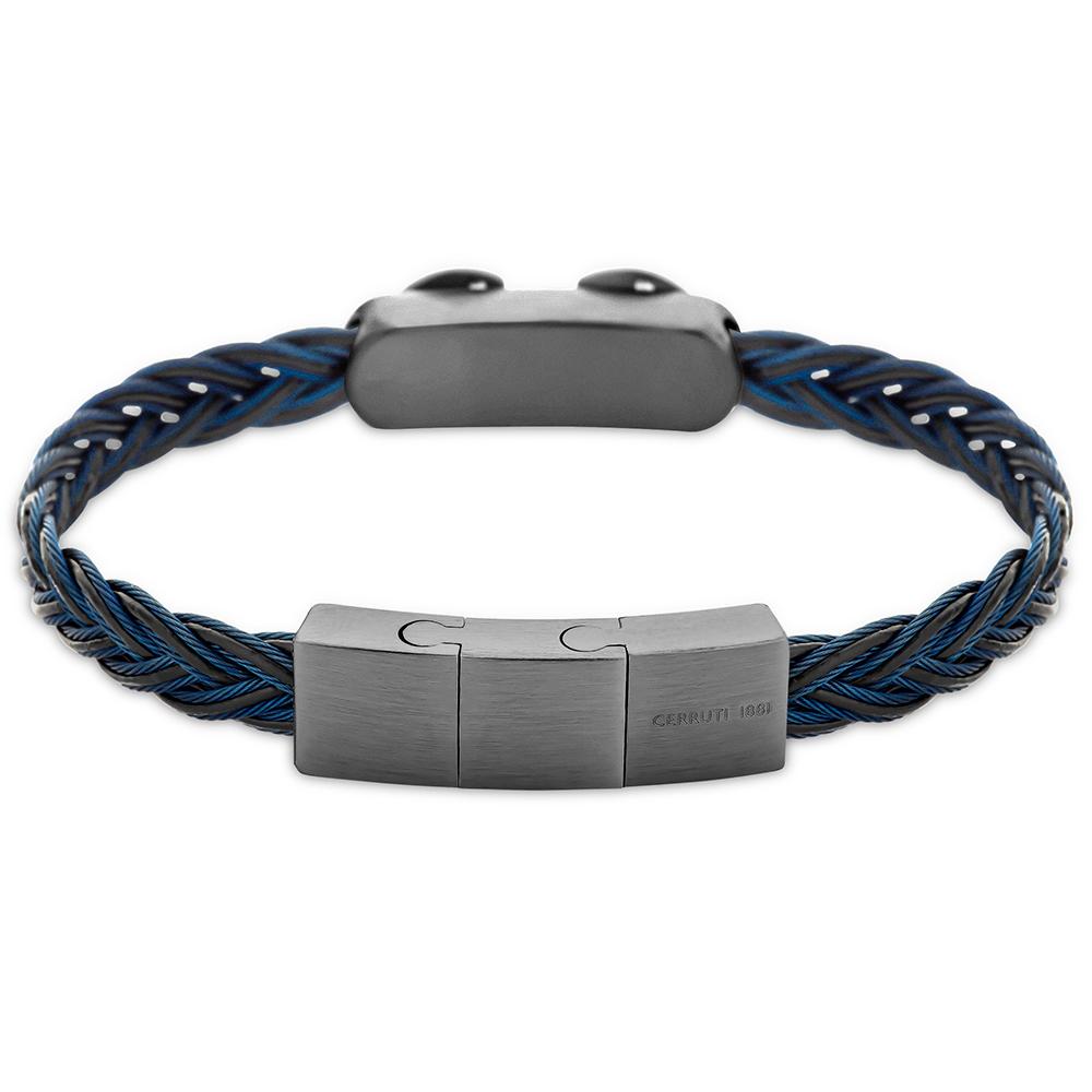 【Cerruti 1881】限量2折 經典編織不銹鋼扣手環 全新專櫃展示品 (CB0403 藍黑色)