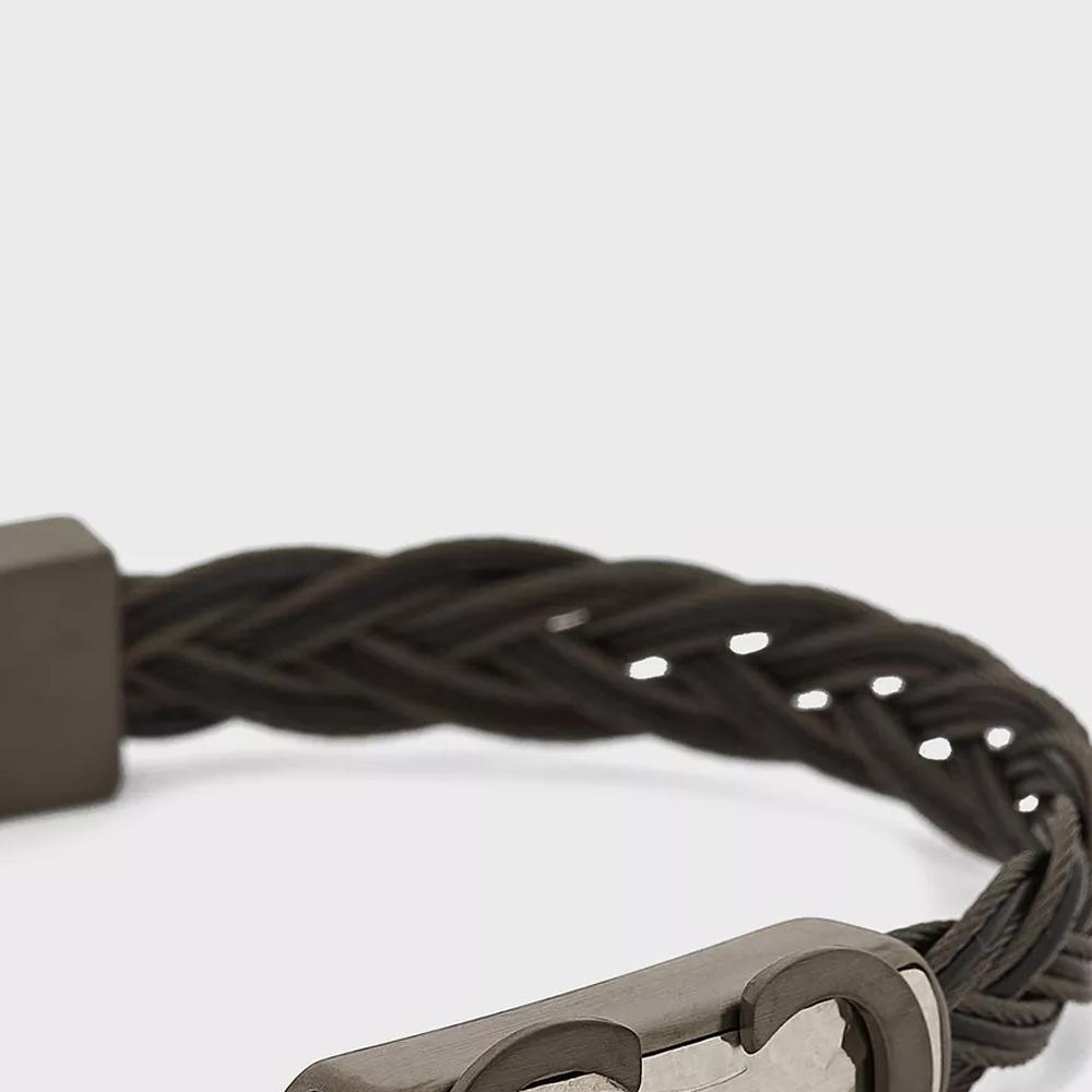 【Cerruti 1881】限量2折 經典編織不銹鋼扣手環 全新專櫃展示品(CB0404 灰黑色)