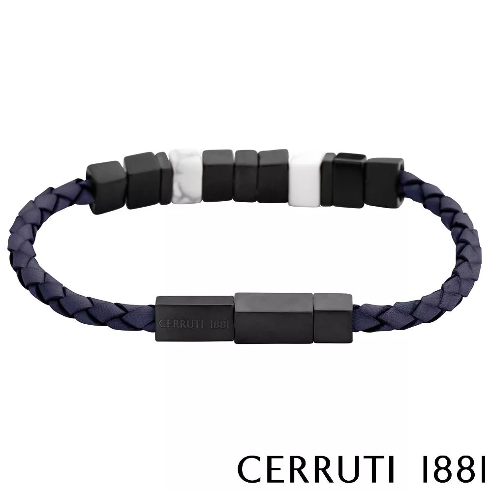 【Cerruti 1881】限量2折 經典編織不銹鋼扣手環 全新專櫃展示品(CB1404 深藍色)