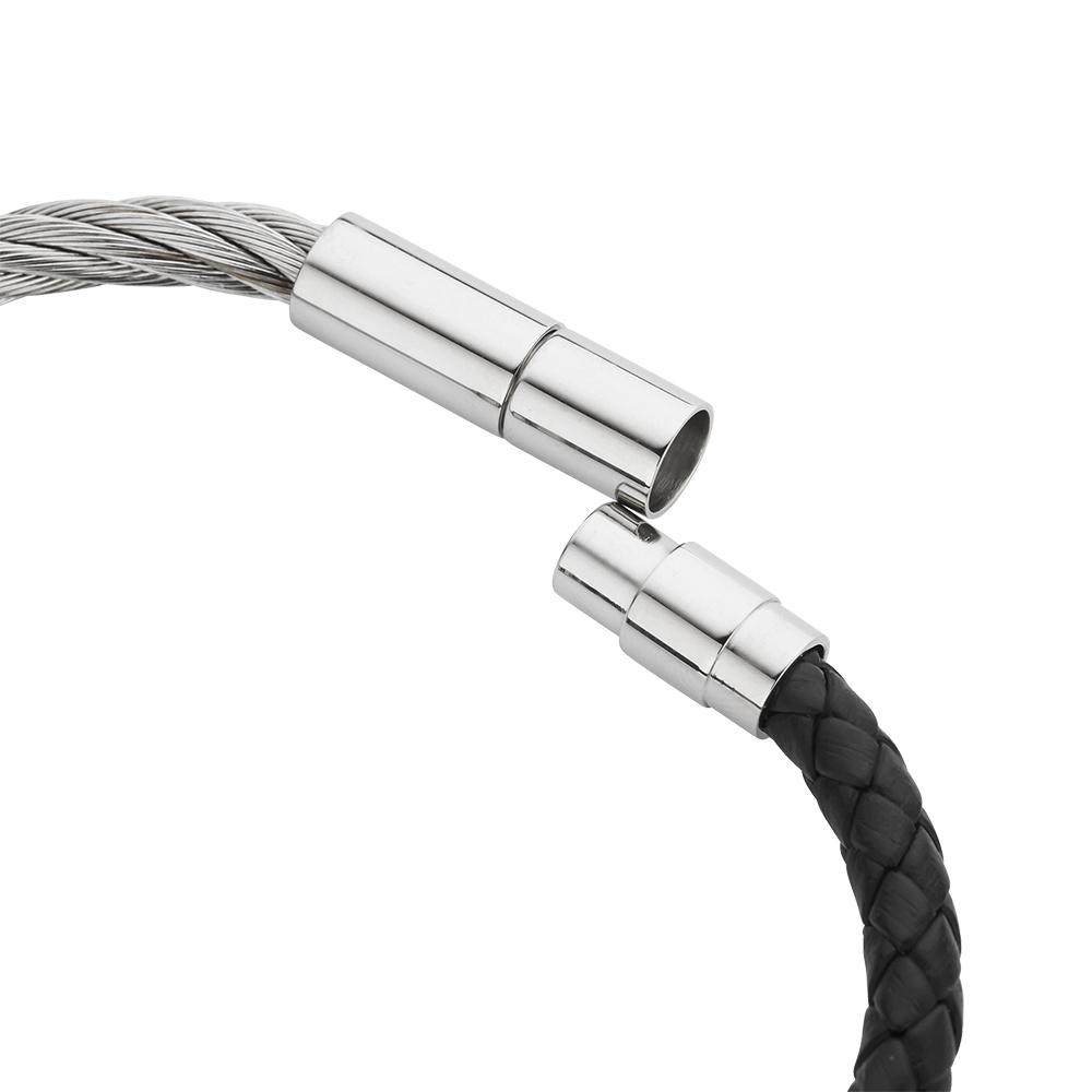 【Cerruti 1881】限量2折 經典不鏽鋼皮革手環 全新專櫃展示品(CB1601 灰黑色)