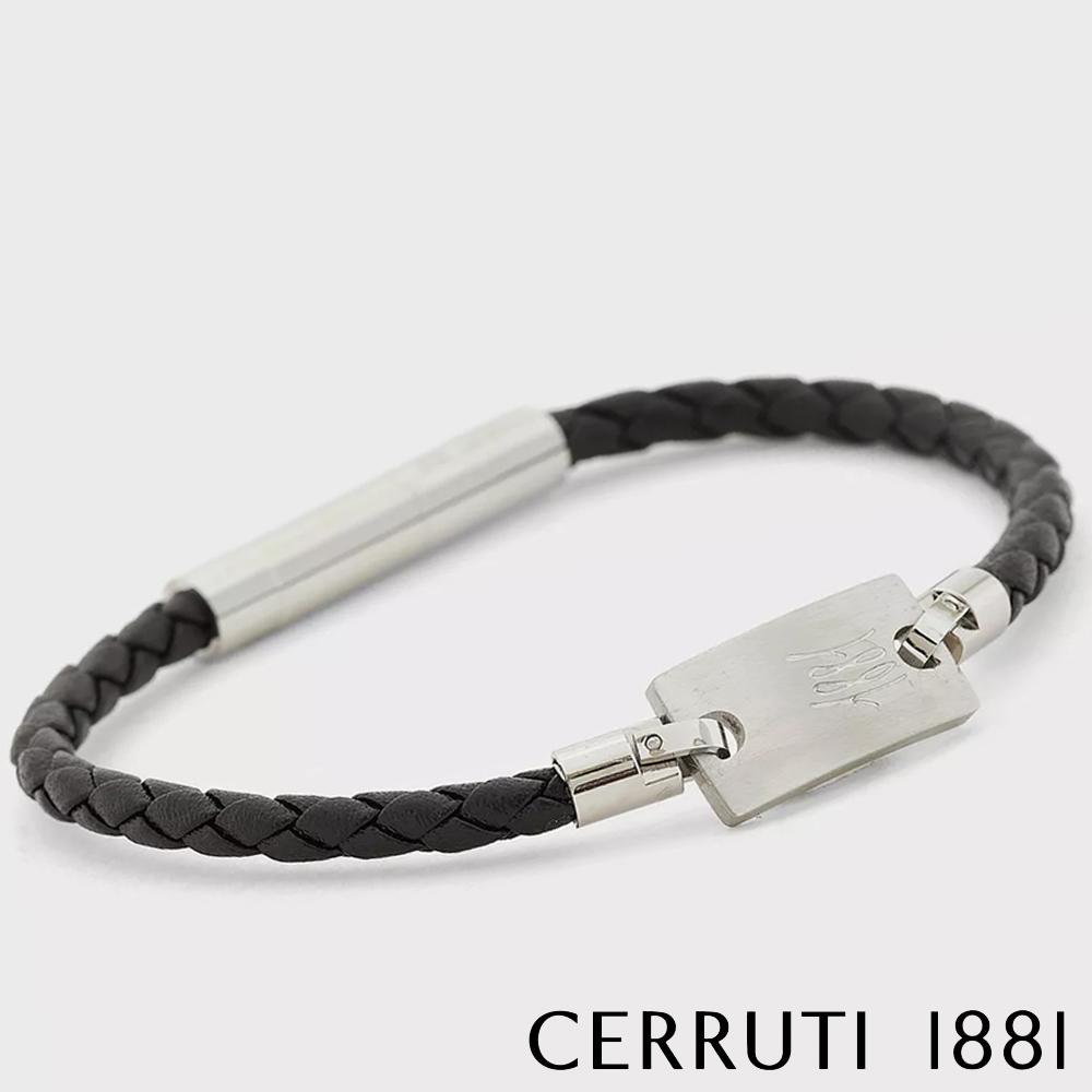【Cerruti 1881】經典不鏽鋼皮革手環 (CB1601 灰黑色)
