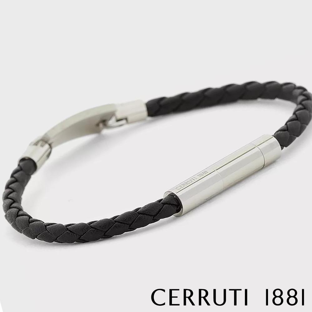 【Cerruti 1881】經典不鏽鋼皮革手環 (CB1601 灰黑色)