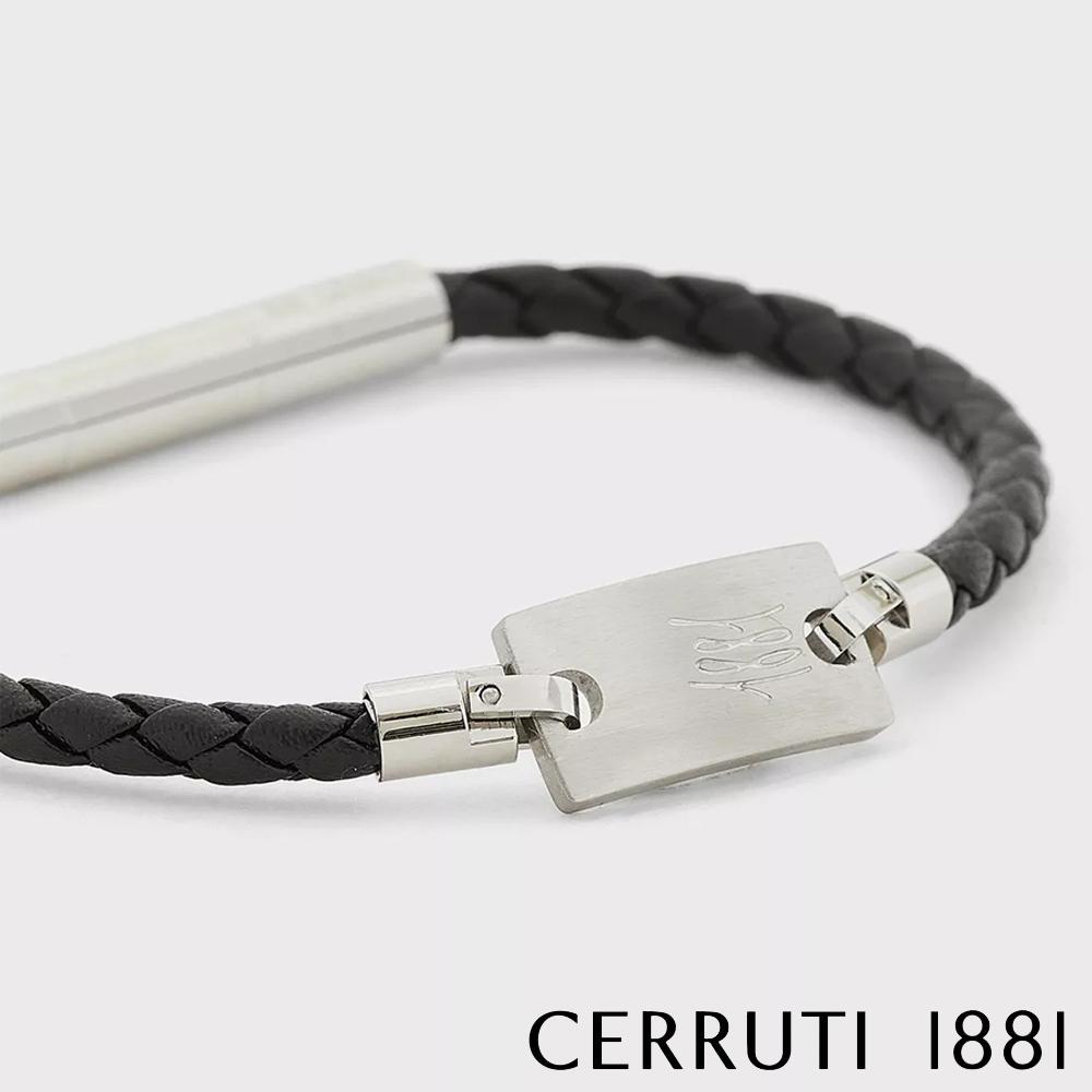 【Cerruti 1881】經典不鏽鋼皮革手環 (CB1601 灰黑色)