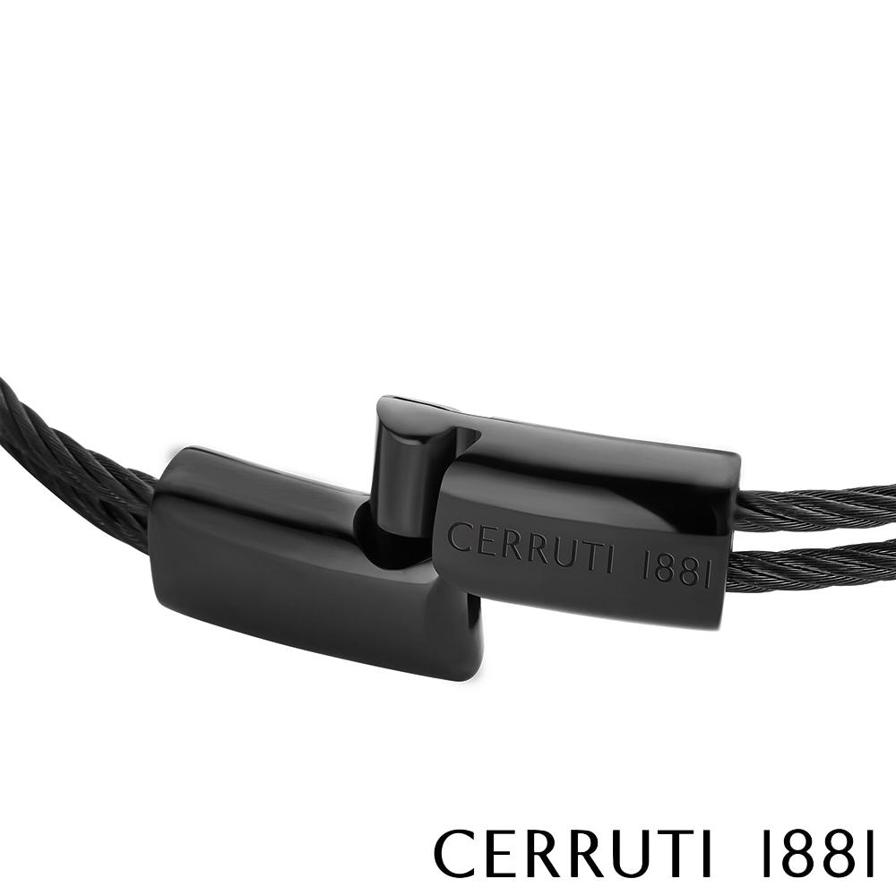 【Cerruti 1881】限量2折 經典不鏽鋼雙繩皮革手環 全新專櫃展示品(CB6302 黑色)