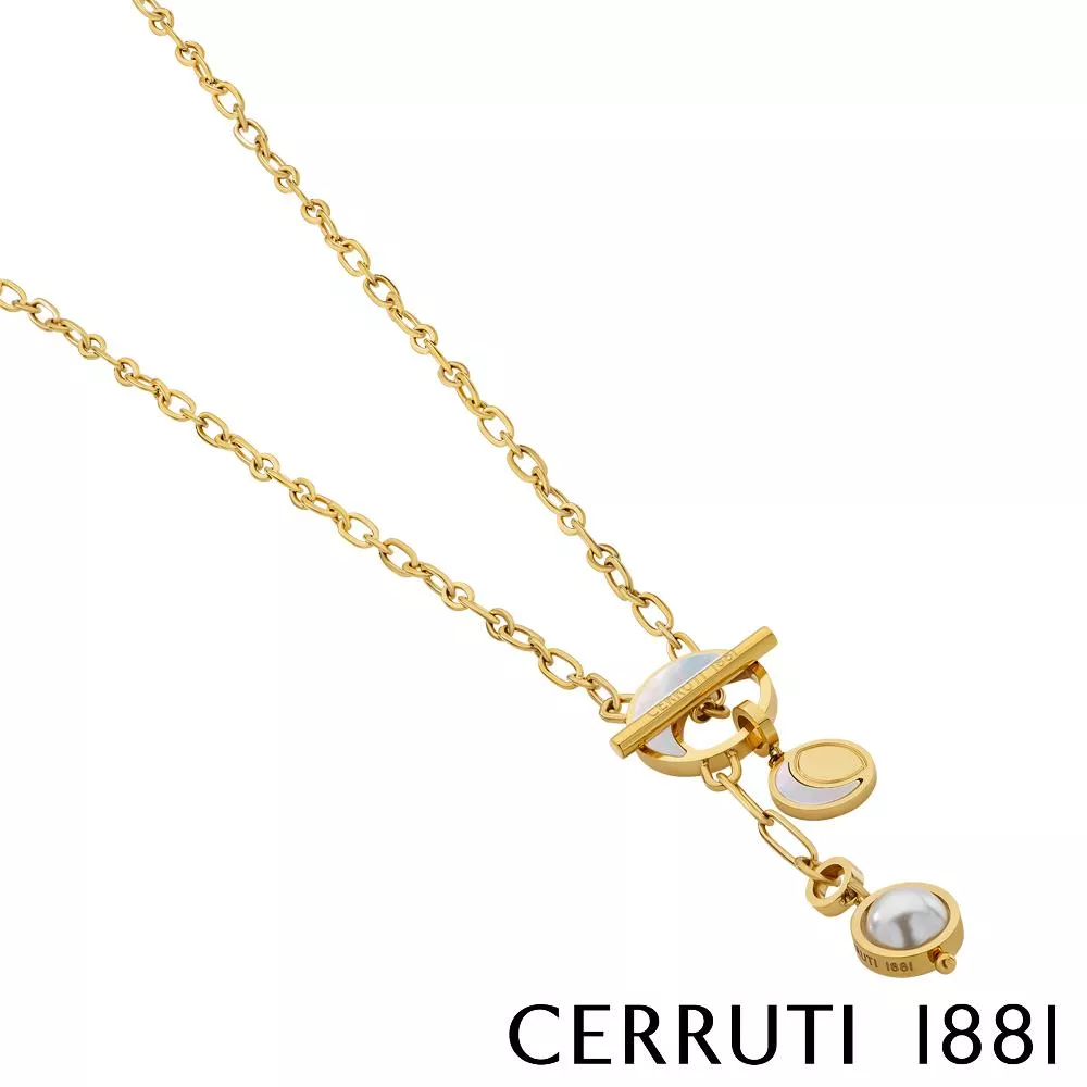 【Cerruti 1881】限量2折 義大利經典QAMAR項鍊 全新專櫃展示品(CN1112 金色)