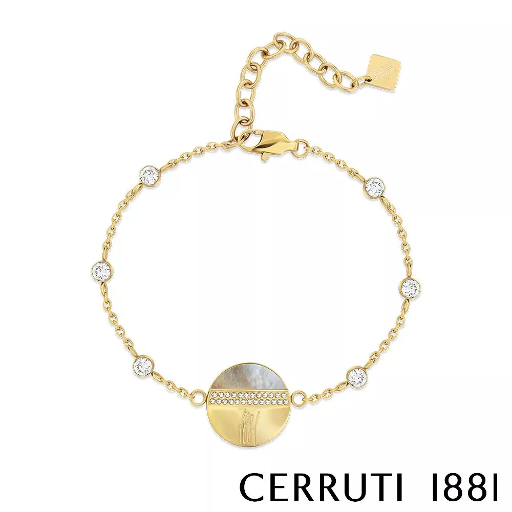 【Cerruti 1881】限量2折 義大利經典FRAGANCIA手鍊 全新專櫃展示品(CB0202 金色)