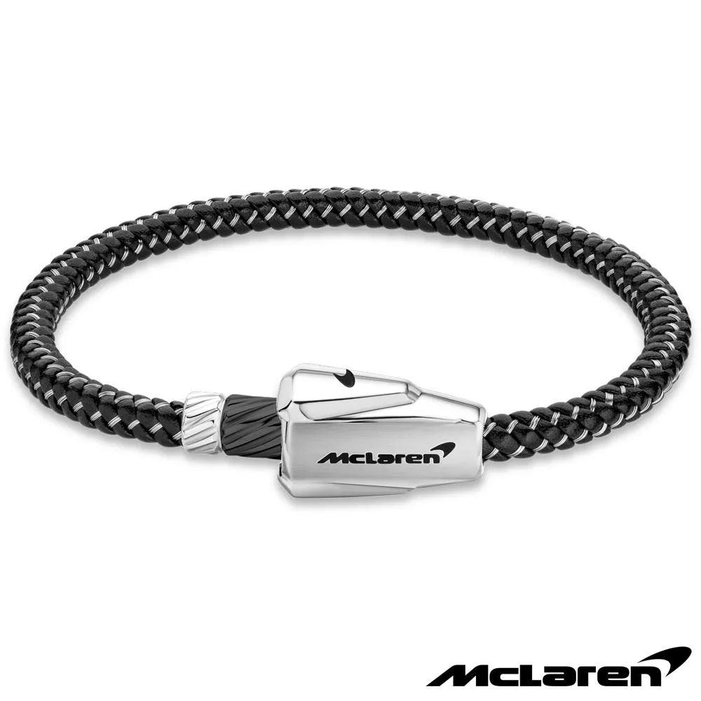 【McLaren 邁拉輪】頂級英國超跑不銹鋼真皮手環 (MG0204 190mm)