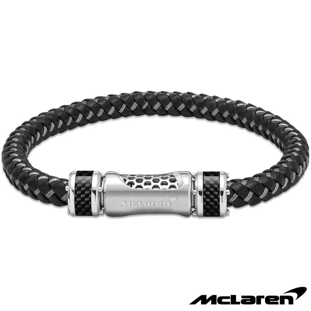【McLaren 邁拉輪】限量2折 頂級英國超跑不銹鋼碳纖維真皮手環 全新專櫃展示品(MG0504 190mm)