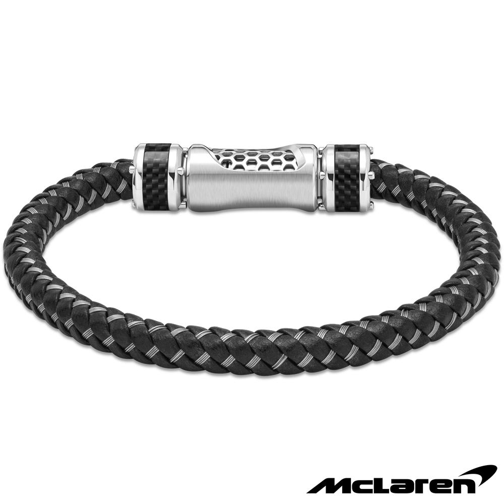 【McLaren 邁拉輪】限量2折 頂級英國超跑不銹鋼碳纖維真皮手環 全新專櫃展示品(MG0504 190mm)