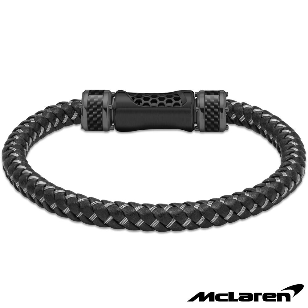 【McLaren 邁拉輪】限量2折 頂級英國超跑不銹鋼真皮手環 全新專櫃展示品(MG0505 190mm)