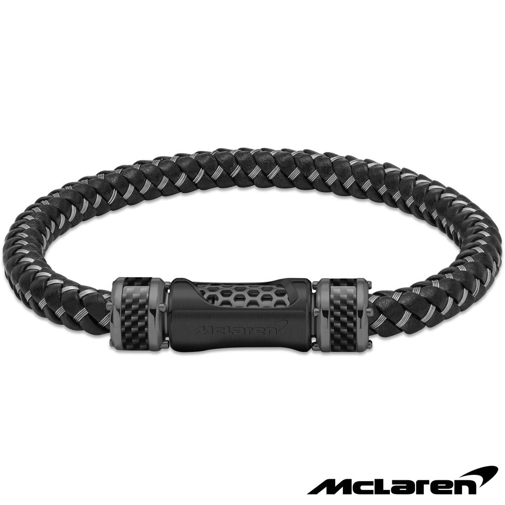 【McLaren 邁拉輪】限量2折 頂級英國超跑不銹鋼真皮手環 全新專櫃展示品(MG0505 190mm)