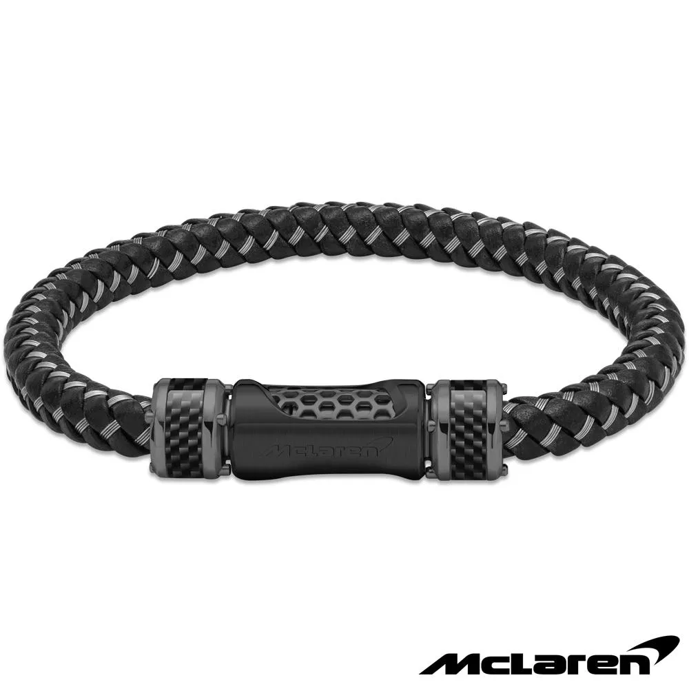【McLaren 邁拉輪】頂級英國超跑不銹鋼真皮手環 (MG0505 190mm)