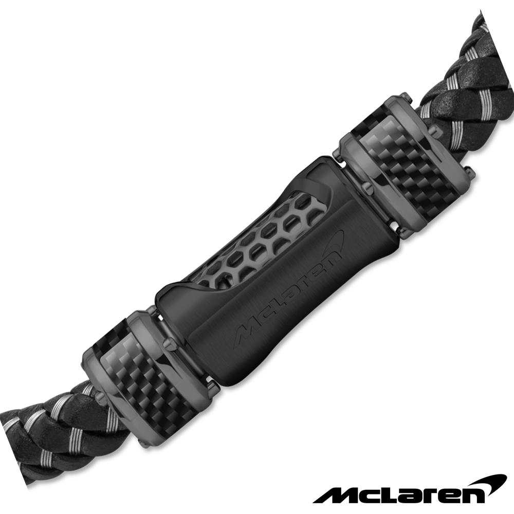 【McLaren 邁拉輪】限量2折 頂級英國超跑不銹鋼真皮手環 全新專櫃展示品(MG0505 190mm)