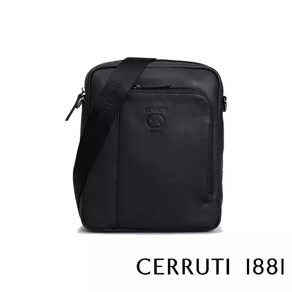 【Cerruti 1881】限量2折 義大利頂級小牛皮側背包肩背包 全新專櫃展示品 (CEBO06309M)