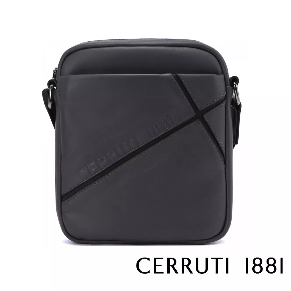 【Cerruti 1881】限量2折 義大利頂級小牛皮側背包肩背包 全新專櫃展示品 (CEBO06256M)