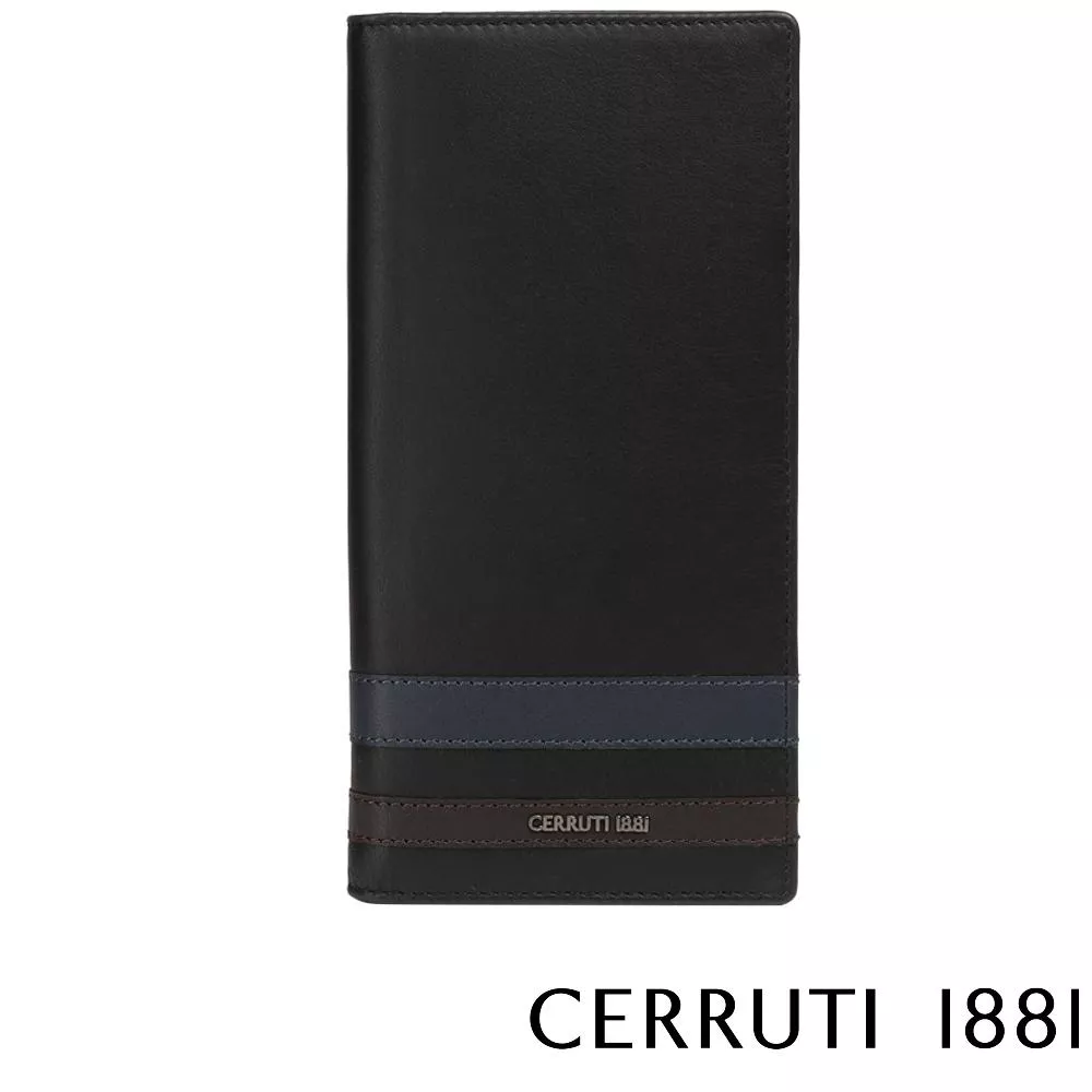 【Cerruti 1881】限量2折 義大利頂級小牛皮12卡對開長夾 全新專櫃展示品(CEPU05694M)