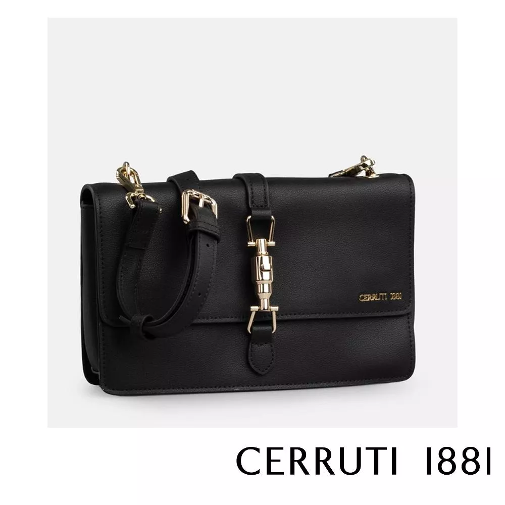 【Cerruti 1881】限量2折 義大利頂級小牛皮側背包肩背包 全新專櫃展示品 (CEBA05579M)